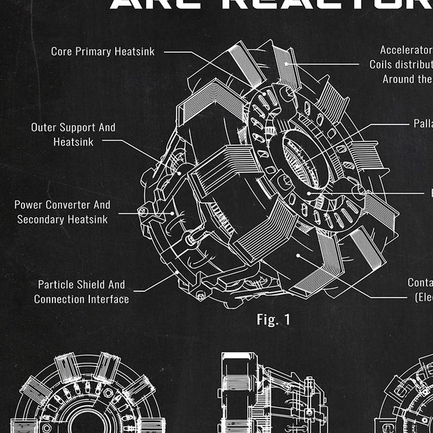 Arc Reactor Blueprint Art Canvas Painting Vintage Patent Sci-fi Movies Posters Fan Gifts Man Cave Wall Prints Boys Room Decor
