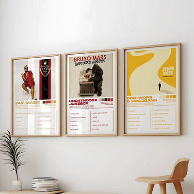 3pcs/Set Modern Bruno Mars Album Art Cover Singer Music Songs Rap Wall Art Canvas Painting Posters For Living Room Home Decor