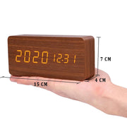 Modern Wooden Led Smart Alarm Clocks For Bedrooms Bedside Table Square Voice Control Desktop Digital Clock For Room