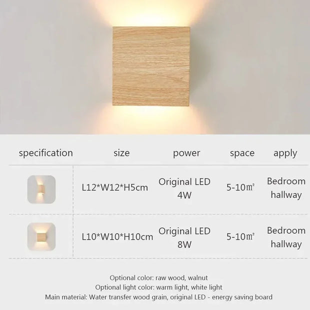 Nordic Wood Wall Lamp Original Wooden Walnut Lights For Bedroom Living Rooms Study Staircase Hallway Room Decor LED Wall Sconces