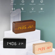 Modern Wooden Led Smart Alarm Clocks For Bedrooms Bedside Table Square Voice Control Desktop Digital Clock For Room