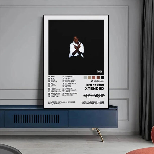 2023 Pop Singer Ken Carson A Great Chaos Poster Hip Hop Rapper Music Album Cover Project Canvas Print For Wall Art Room Decor